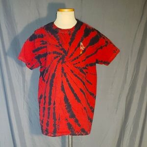 Red and black tie-die t-shirt
